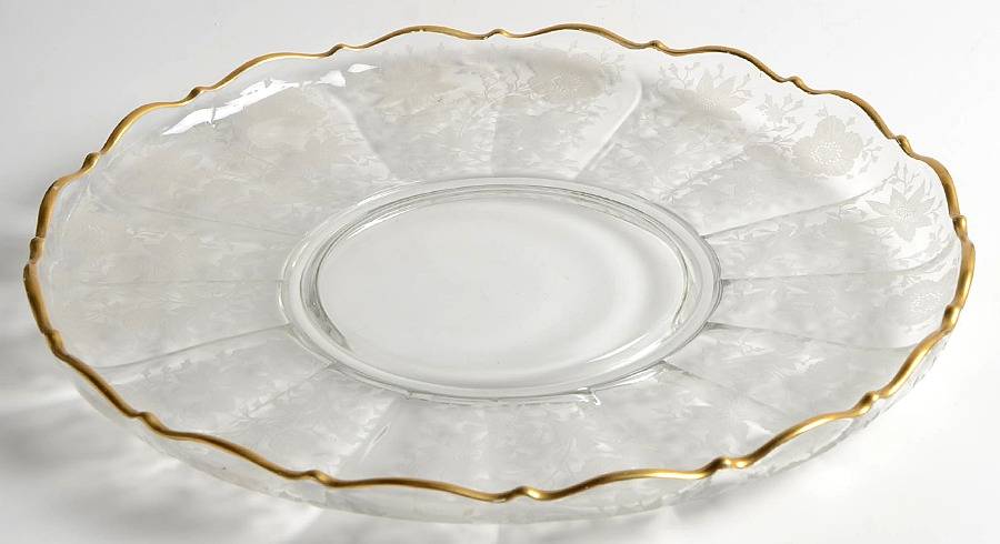 Wildflower Clear (Gold Trim, Stem 3121) Cabaret Plate by Cambridge-1