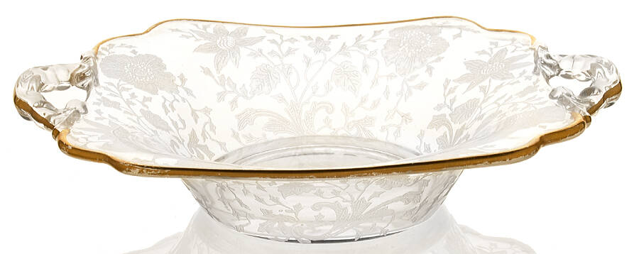Wildflower Clear (Gold Trim, Stem 3121) 3400/1179 Handled Bon Bon by Cambridge-1