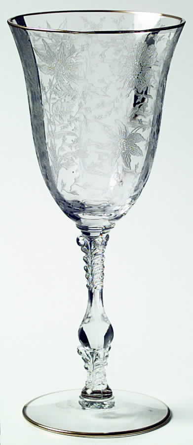 Wildflower Clear (Gold Trim, Stem 3121) Water Goblet by Cambridge-1