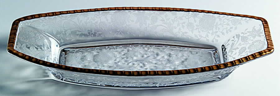 Wildflower Clear (Gold Trim, Stem 3121) Celery Dish (Shape 3500) by Cambridge-1