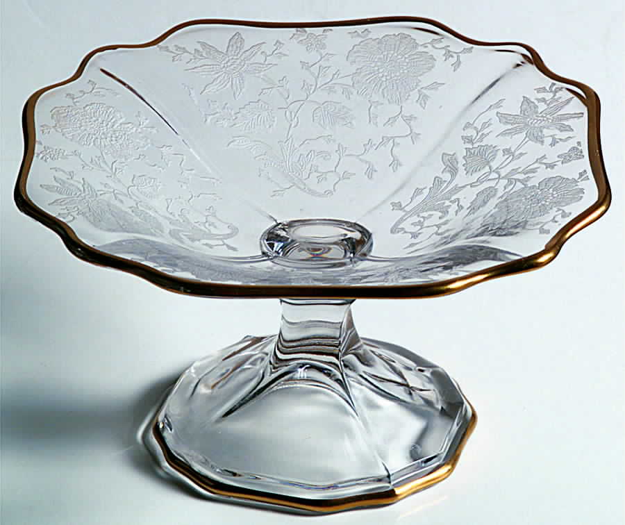 Wildflower Clear (Gold Trim, Stem 3121) Cheese Stand (Shape 3400) by Cambridge-1