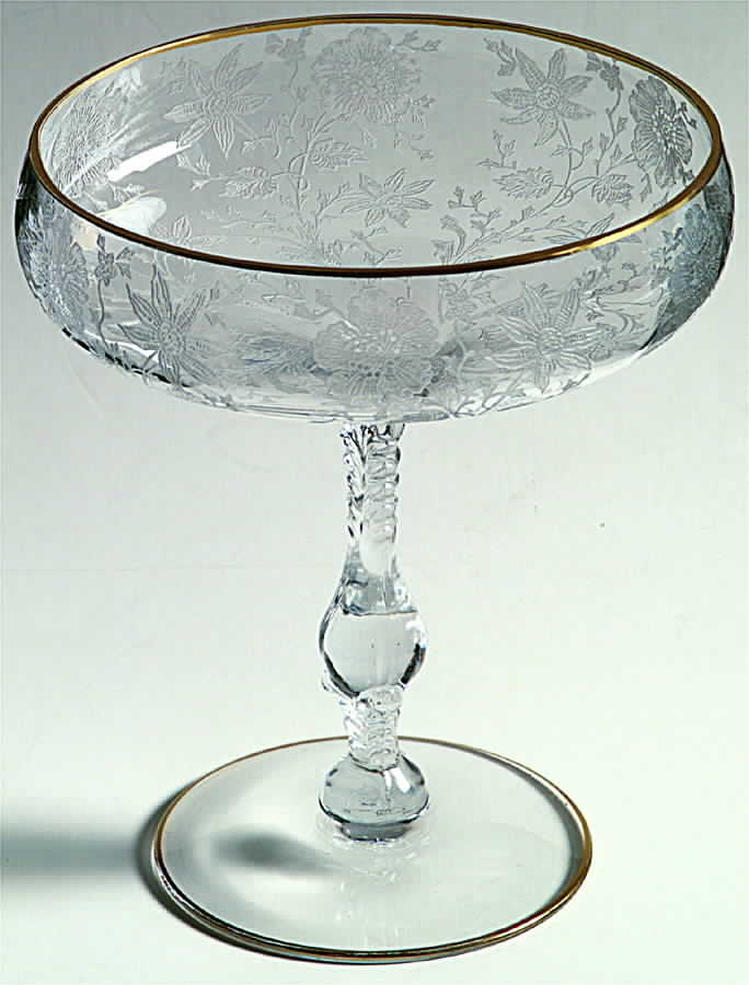 Wildflower Clear (Gold Trim, Stem 3121) Round Compote (Height X Width) by Cambridge-1
