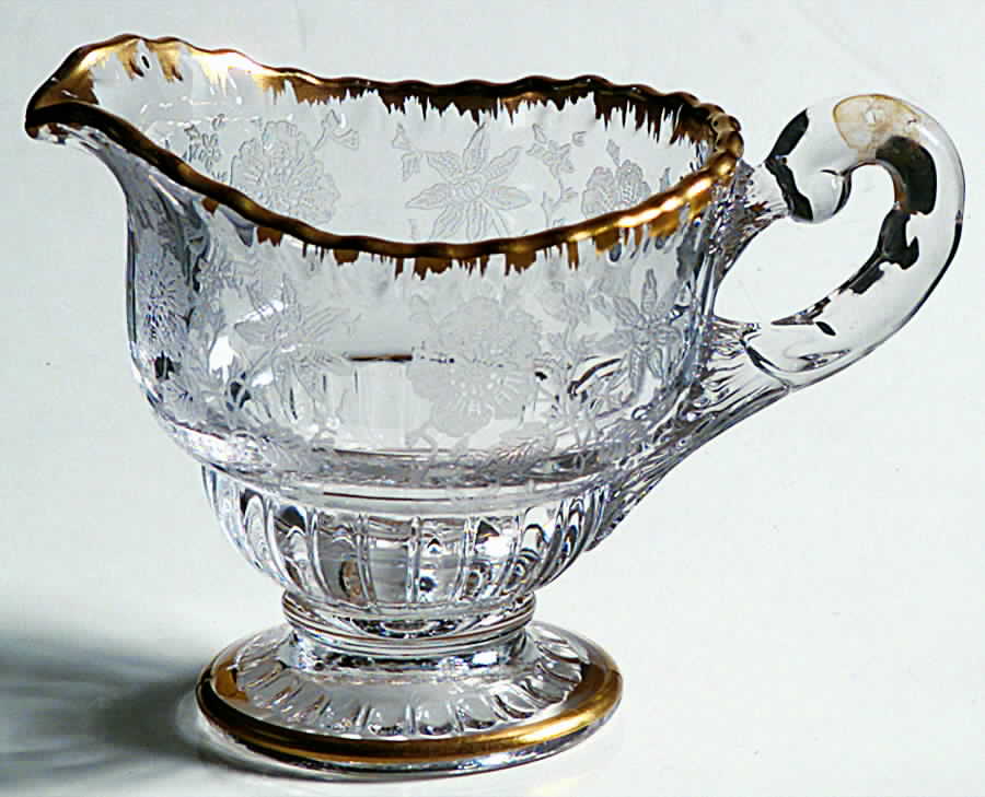 Wildflower Clear (Gold Trim, Stem 3121) Individual Creamer (Shape 3500) by Cambridge-1
