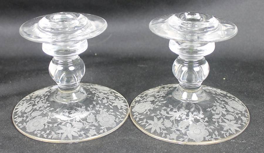 Wildflower Clear (Gold Trim, Stem 3121) Single Light Candlestick by Cambridge-1