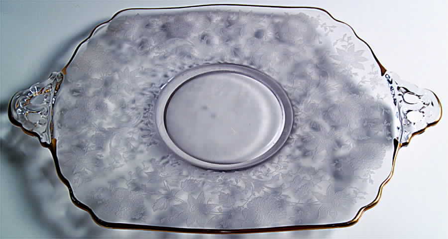 Wildflower Clear (Gold Trim, Stem 3121) 16" Handled Plate (Shape 3400) by Cambridge-1
