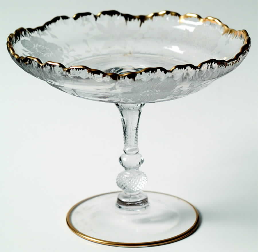 Wildflower Clear (Gold Trim, Stem 3121) Round Compote (Height X Width) by Cambridge-1