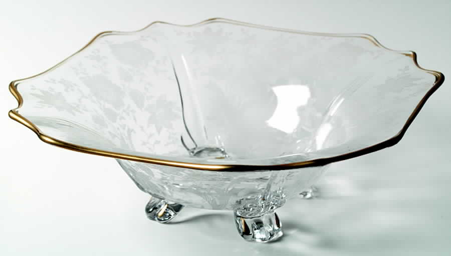 Wildflower Clear (Gold Trim, Stem 3121) #3400 12" Square 4 Toed Bowl by Cambridge-1
