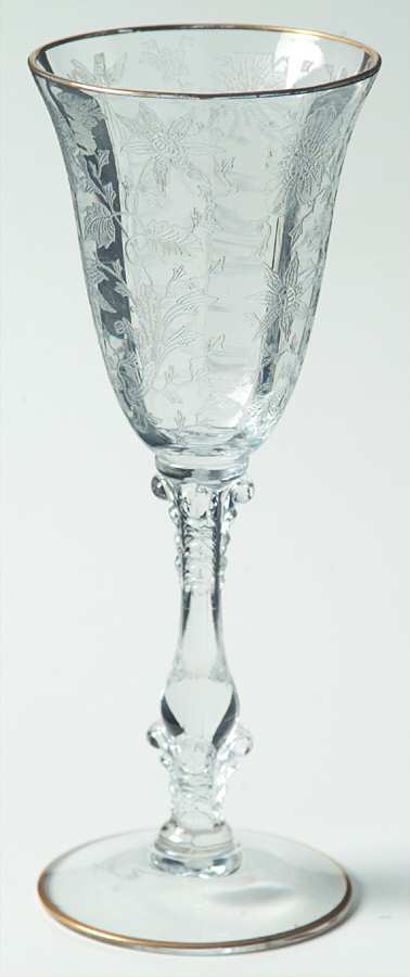 Wildflower Clear (Gold Trim, Stem 3121) Wine Glass by Cambridge-1