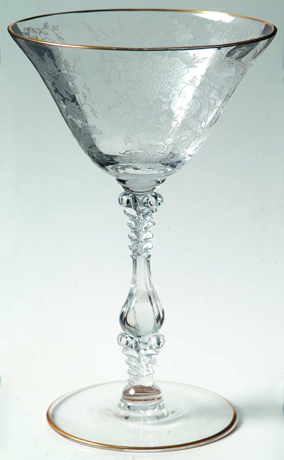 Wildflower Clear (Gold Trim, Stem 3121) Champagne/Tall Sherbet by Cambridge-1