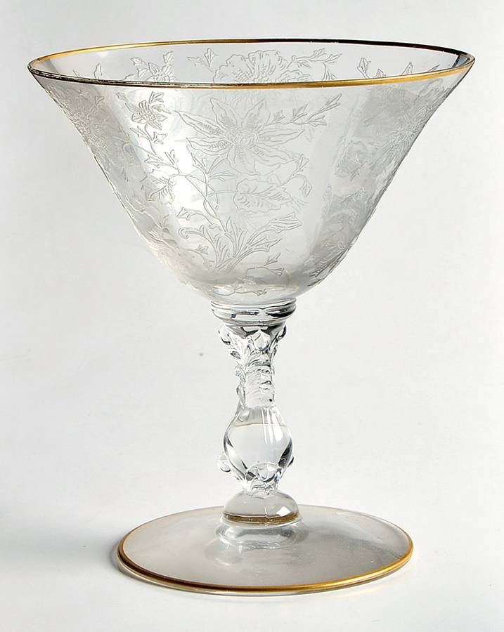 Wildflower Clear (Gold Trim, Stem 3121) Low Sherbet by Cambridge-1