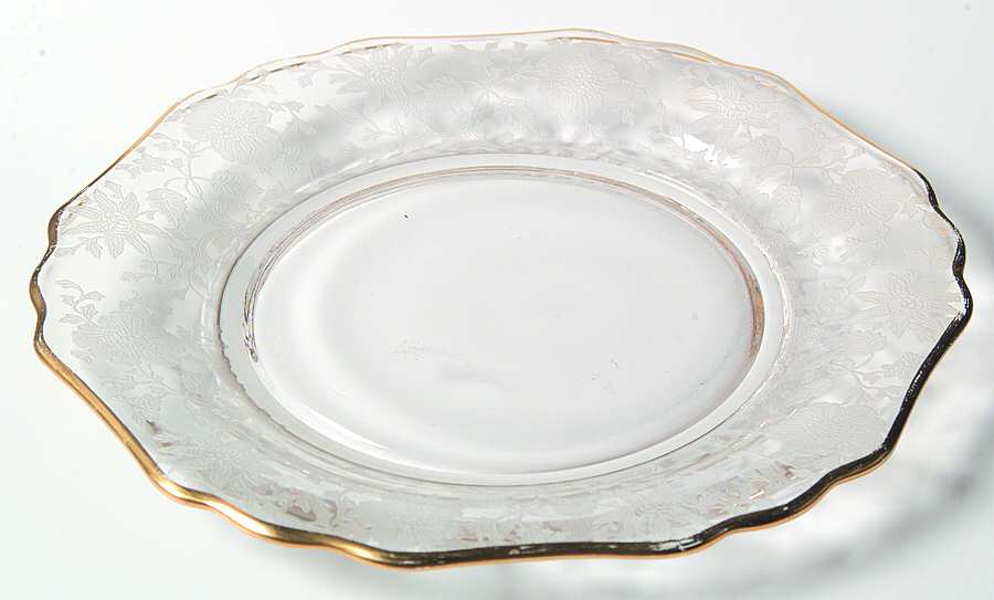 Wildflower Clear (Gold Trim, Stem 3121) 7" Salad Plate (Shape 3400) by Cambridge-1