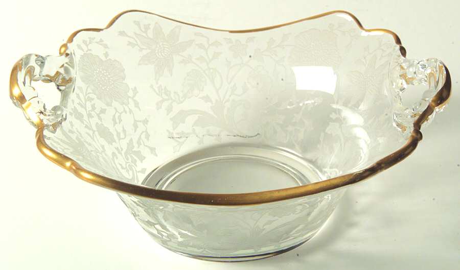 Wildflower Clear (Gold Trim, Stem 3121) 3400/1181 Handled Bon Bon by Cambridge-1