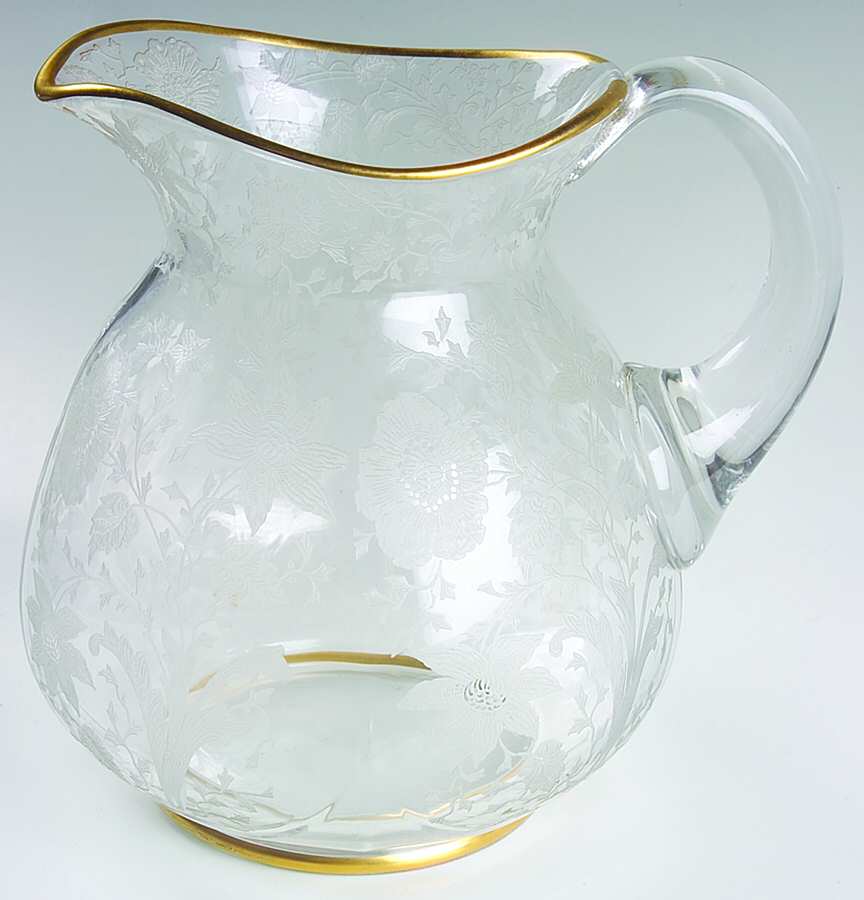 Wildflower Clear (Gold Trim, Stem 3121) 80 Oz Doulton Pitcher with Modified Handle by Cambridge-1