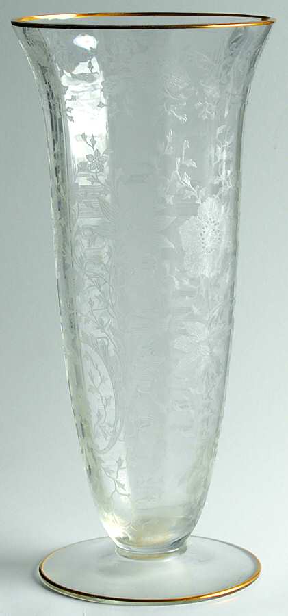 Wildflower Clear (Gold Trim, Stem 3121) 11" Footed Vase by Cambridge-1