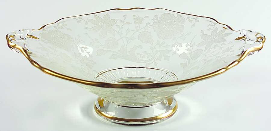 Wildflower Clear (Gold Trim, Stem 3121) 8" Footed Low Comport by Cambridge-1