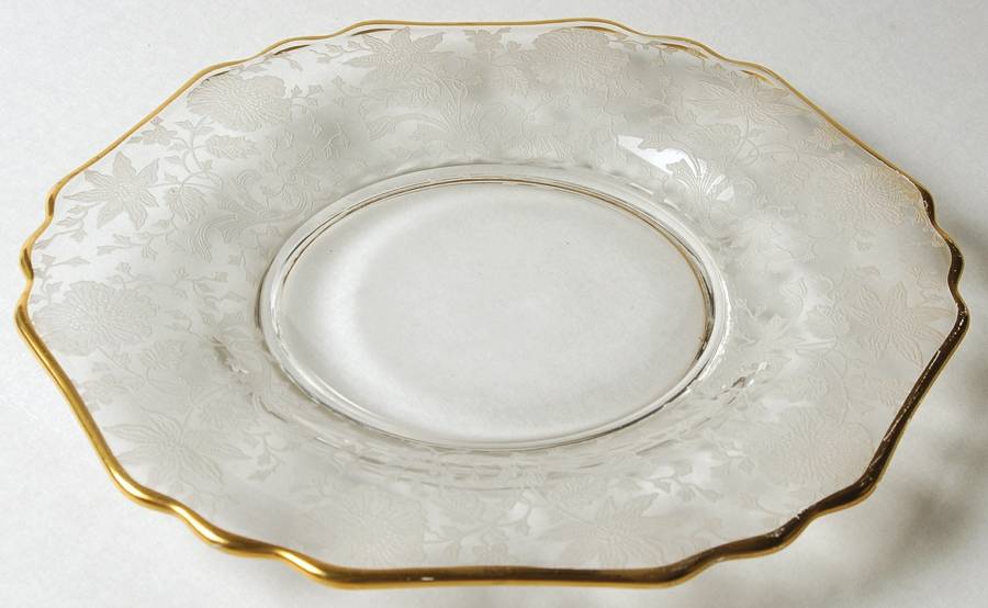 Wildflower Clear (Gold Trim, Stem 3121) Luncheon Plate by Cambridge-1