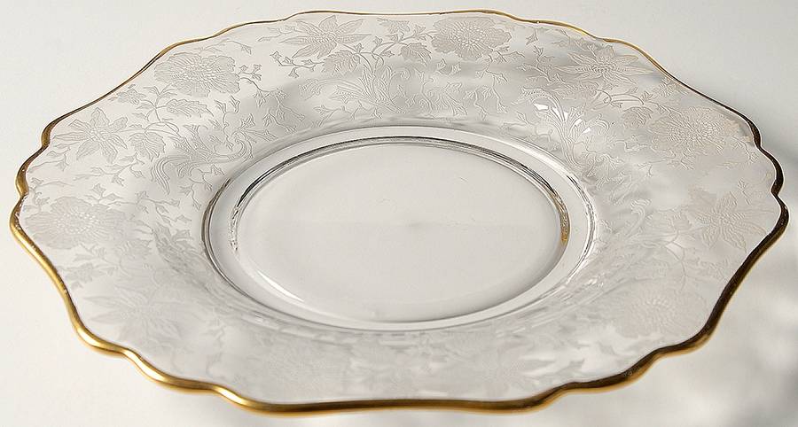 Wildflower Clear (Gold Trim, Stem 3121) 8" Salad Plate (Shape 3400) by Cambridge-1
