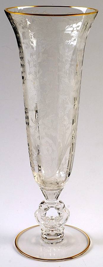 Wildflower Clear (Gold Trim, Stem 3121) 9" Keyhole-Stem Footed Vase by Cambridge-1