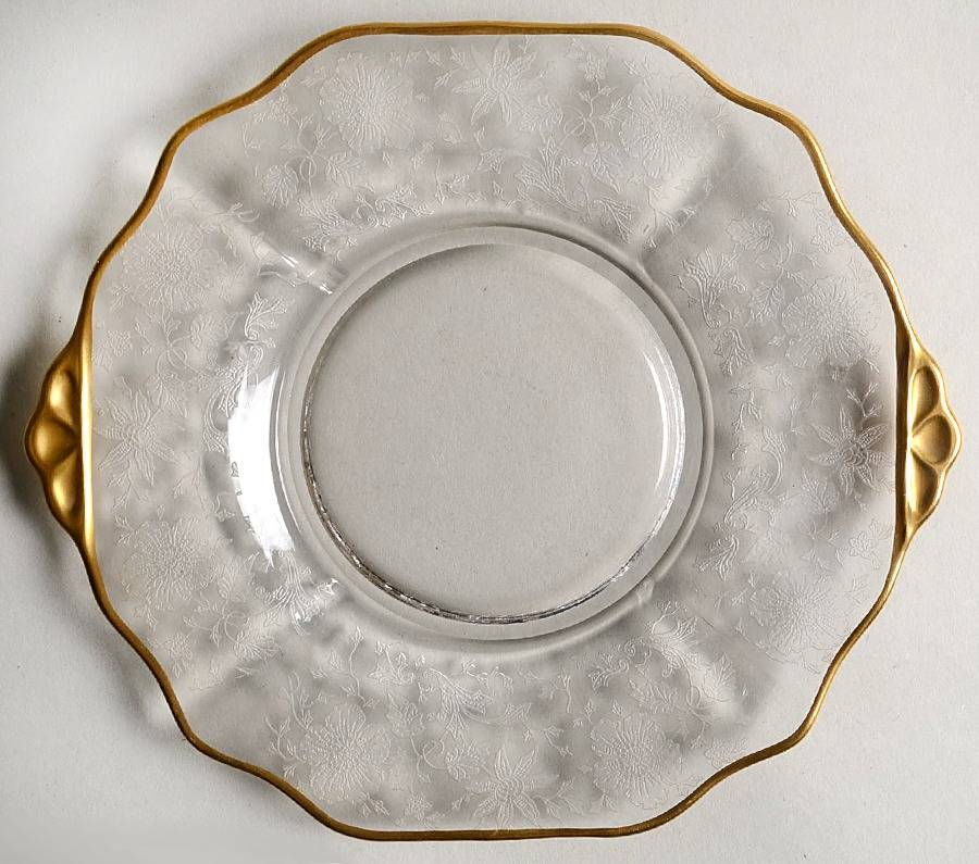 Wildflower Clear (Gold Trim, Stem 3121) Shape 3400 Mayonnaise Underplate by Cambridge-1