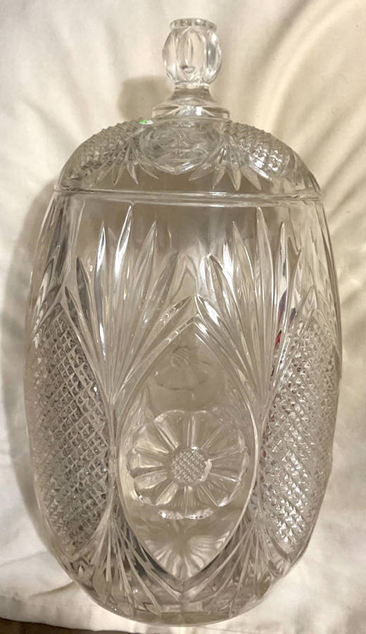 Sunk Daisy Clear Cracker Jar & Lid by Co-Operative Flint-1