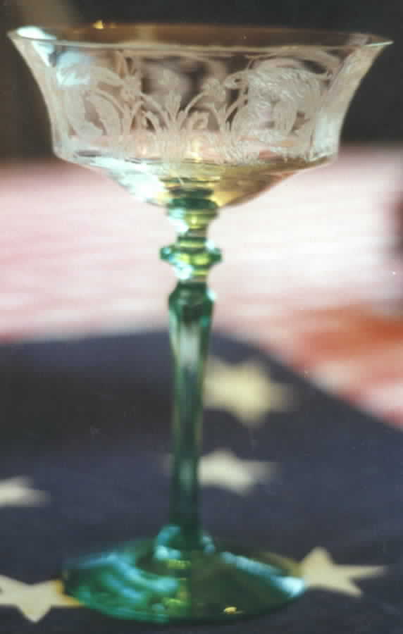 Balda Green (Stem 1440) Champagne/Tall Sherbet by Central Glass Works-1