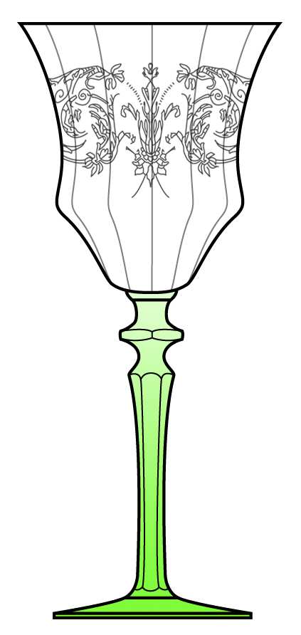 Balda Green (Stem 1440) Water Goblet by Central Glass Works-1