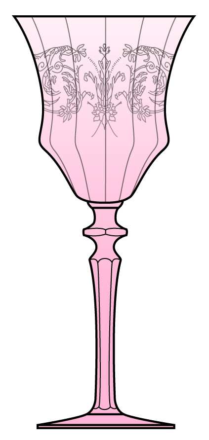 Balda Pink (Stem 1440) Water Goblet by Central Glass Works-1