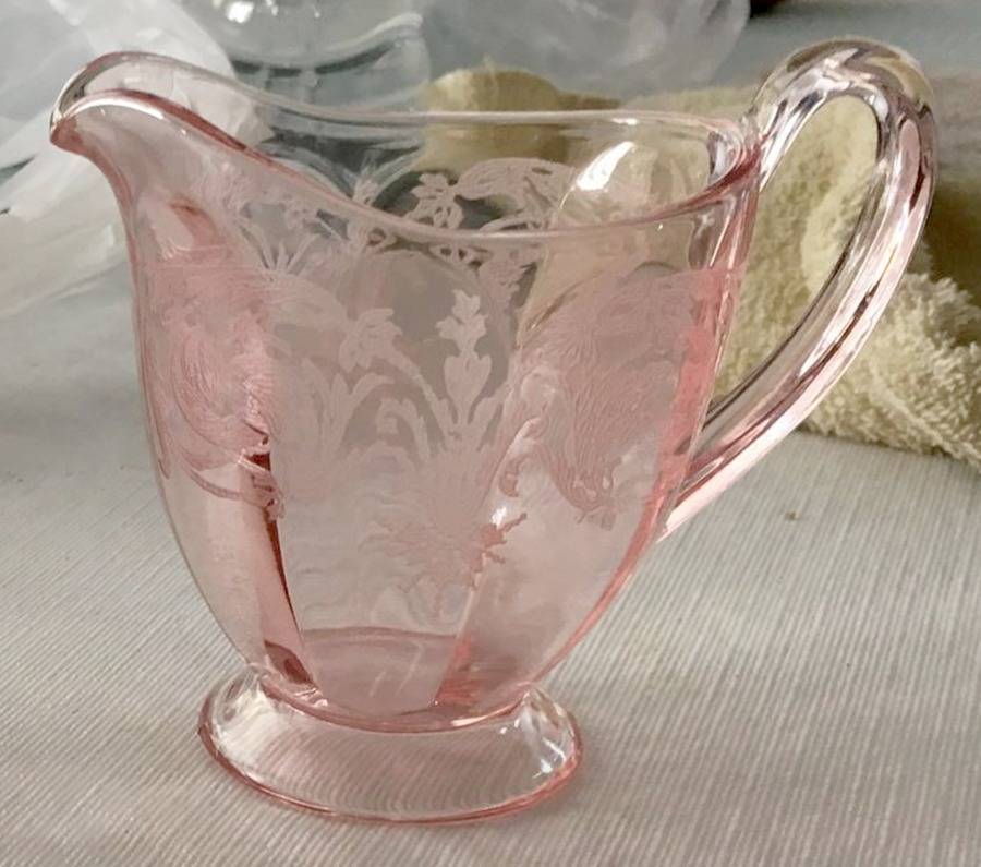 Balda Pink (Stem 24) Creamer by Central Glass Works-1