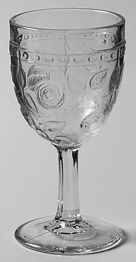 Cabbage Rose (Pattern) Wine Glass by Central Glass Works-1