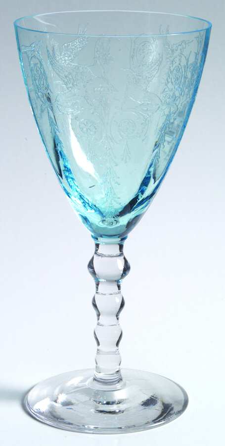 Harding Blue (Stem 24, Blue Bowl) Water Goblet by Central Glass Works-1