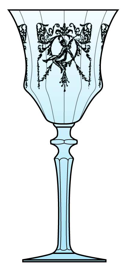 Morgan Blue (Stem 1440) Water Goblet by Central Glass Works-1