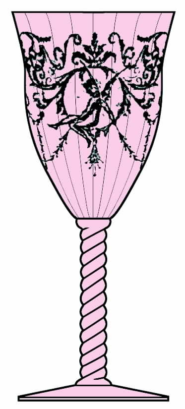Morgan Pink (Stem 1426) Water Goblet by Central Glass Works-1