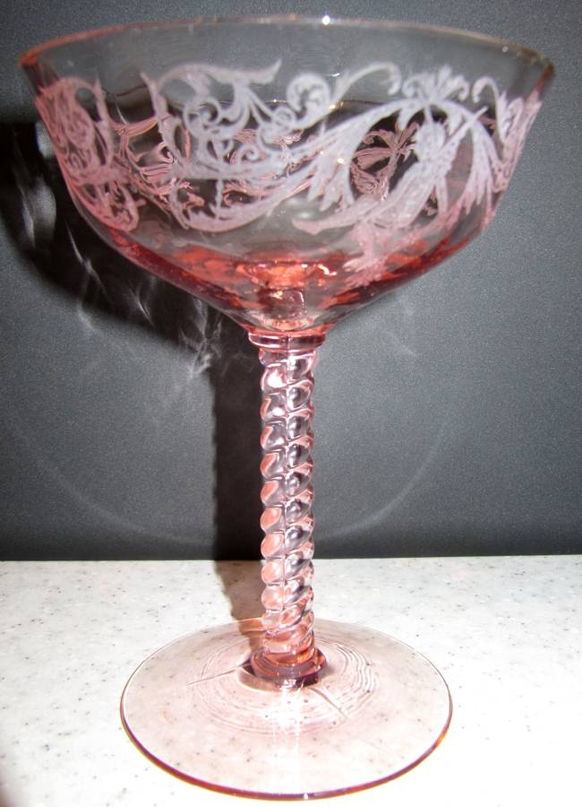 Morgan Pink (Stem 1426) Champagne/Tall Sherbet by Central Glass Works-1