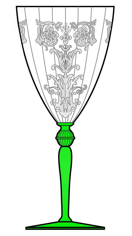 Veninga Green (Stem 1447) Water Goblet by Central Glass Works-1
