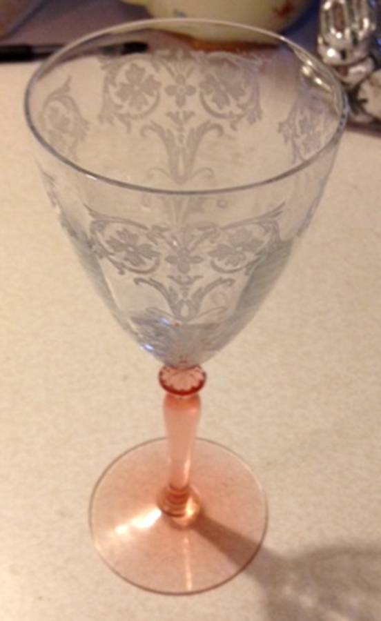 Veninga Pink (Stem 1447) Water Goblet by Central Glass Works-1