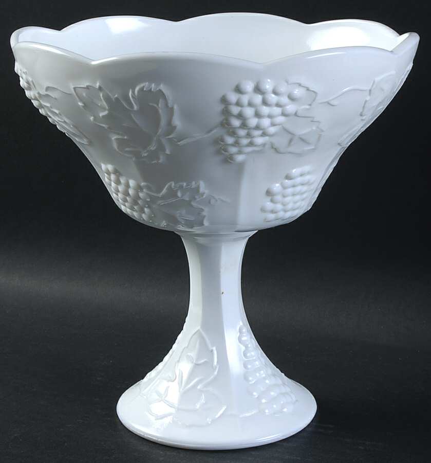 Harvest Milk Glass Round Compote (Height X Width) by Colony-1