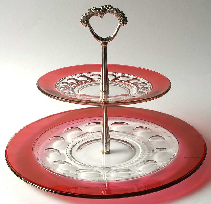 Ruby Crown 2 Tier Serving Tray (Torte Plate & Luncheon Plate) by Colony-1