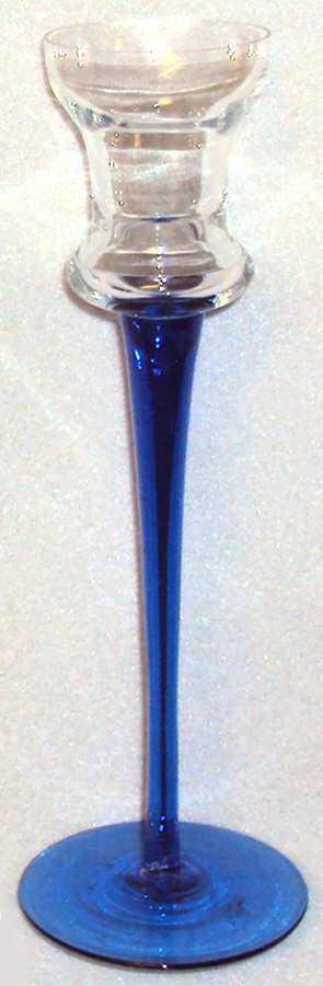 Americana Blue 8" Single Light Candlestick by Cristal D'Arques - Durand-1