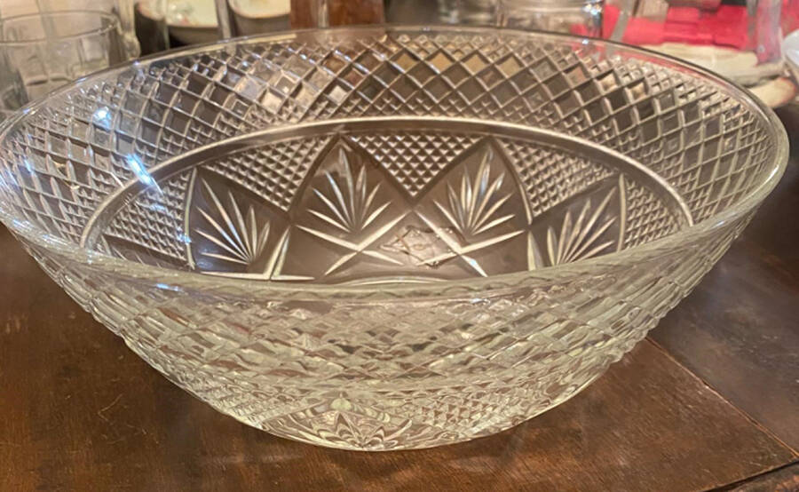 Antique Clear (No Knob, 6 Sided Stem) 11" Round Bowl by Cristal D'Arques - Durand-1