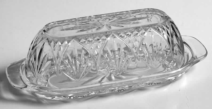 Antique Clear (No Knob, 6 Sided Stem) 1/4 Pound Covered Butter by Cristal D'Arques - Durand-1