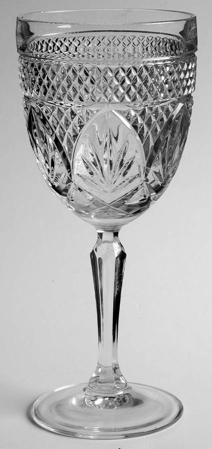 Antique Clear (No Knob, 6 Sided Stem) Water Goblet by Cristal D'Arques - Durand-1