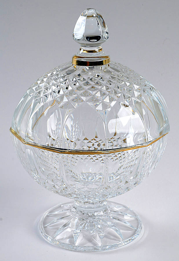 Longchamp Gold Large Candy Jar & Lid by Cristal D'Arques - Durand-1