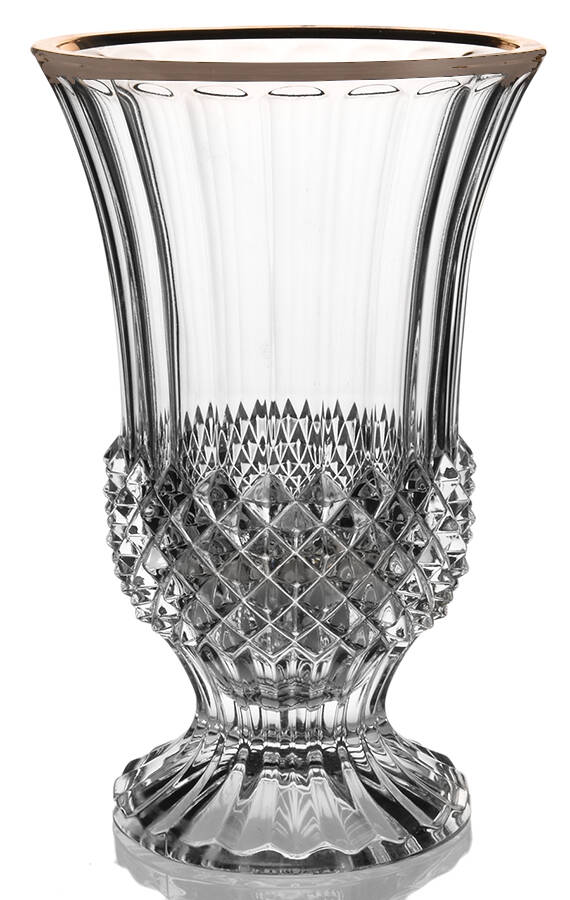 Longchamp Gold 9" Footed Flower Vase by Cristal D'Arques - Durand-1