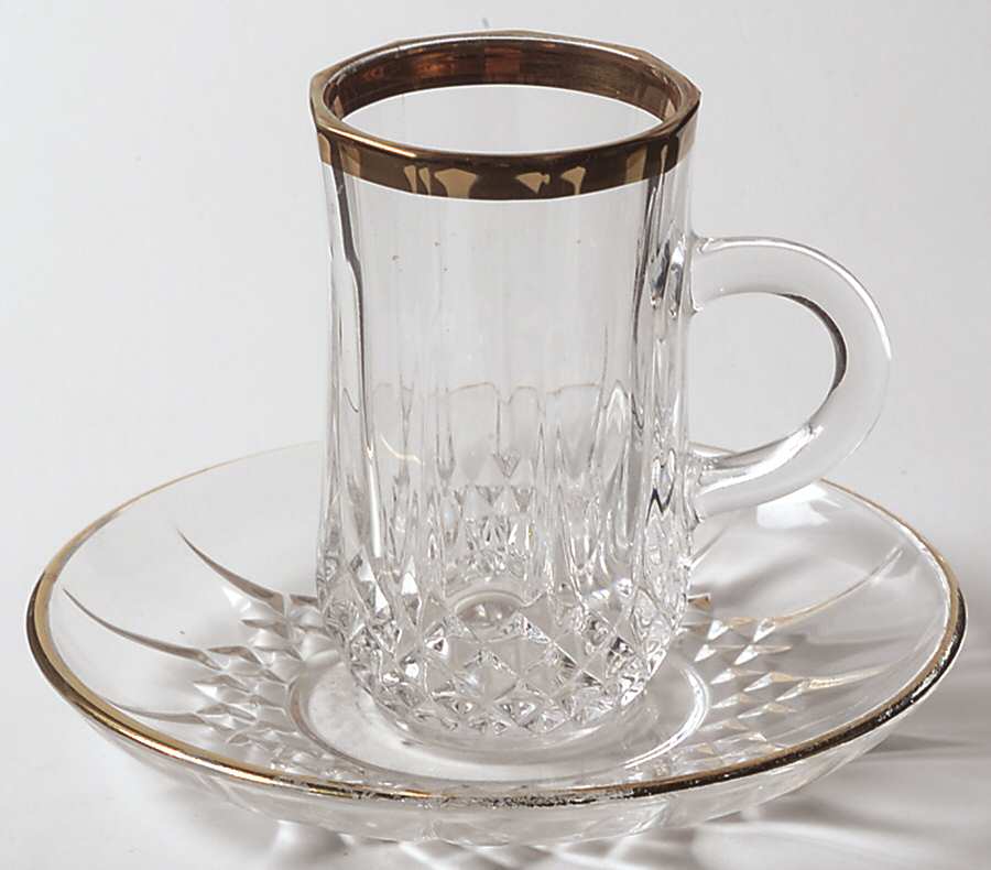 Longchamp Gold Demitasse Cup & Saucer Set by Cristal D'Arques - Durand-1
