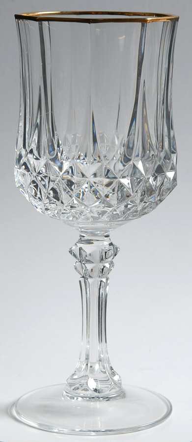 Longchamp Gold Tall Water Goblet by Cristal D'Arques - Durand-1