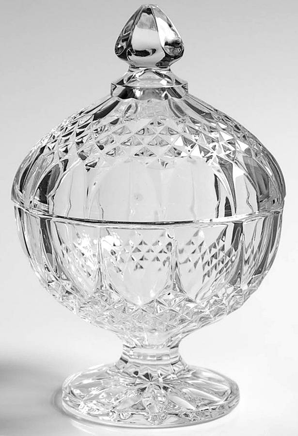 Longchamp (Clear) Large Candy Jar & Lid by Cristal D'Arques - Durand-1
