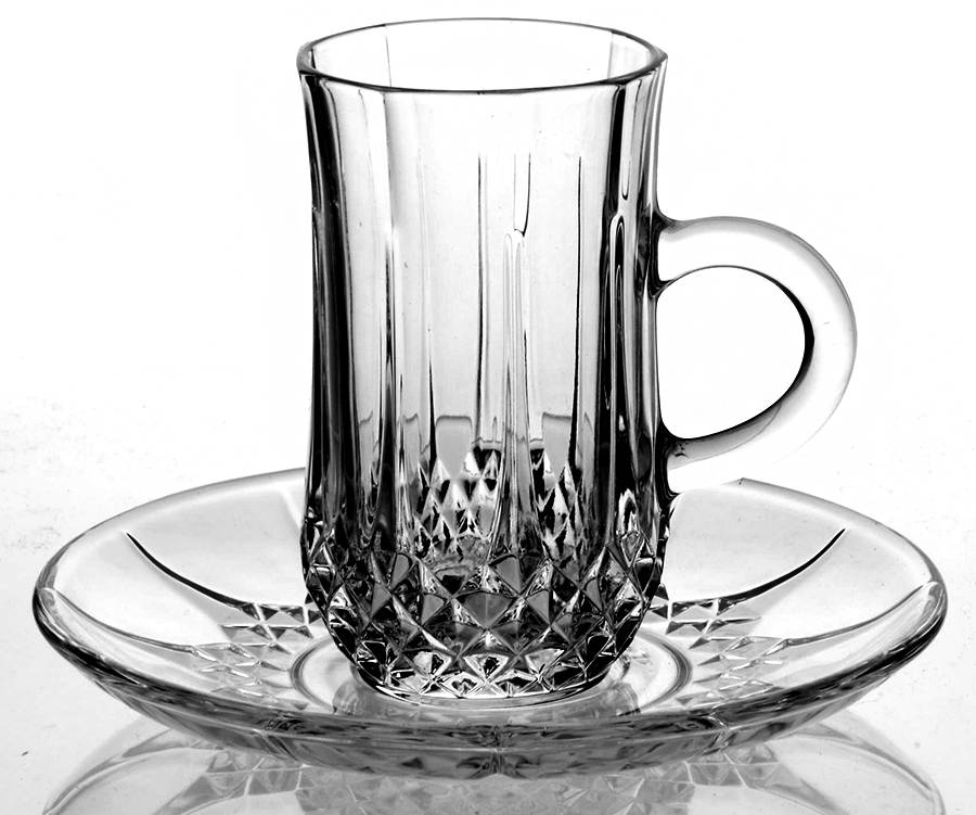 Longchamp (Clear) Flat Demitasse Cup & Saucer Set by Cristal D'Arques - Durand-1
