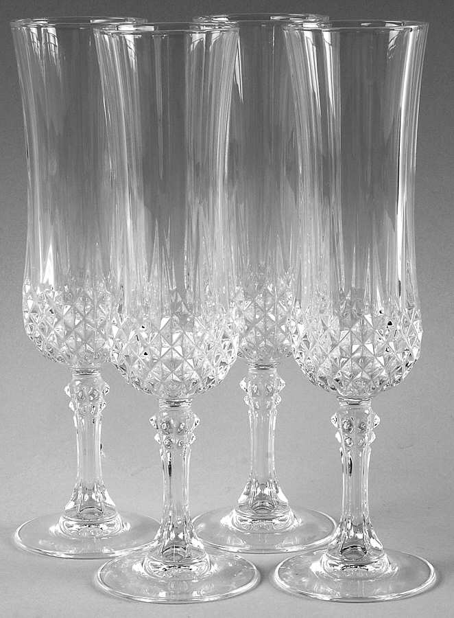 Longchamp (Clear) Fluted Champagne - Set of 4 by Cristal D'Arques - Durand-1