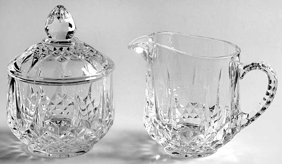 Longchamp (Clear) Creamer and Sugar with Lid Set by Cristal D'Arques - Durand-1