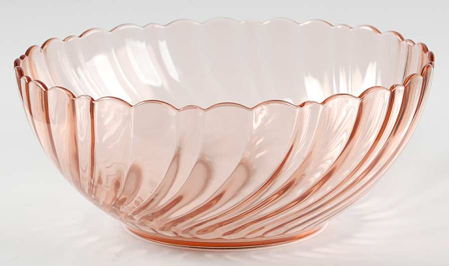 Rosaline Pink (Swirl Optic) 7" Round Bowl by Cristal D'Arques - Durand-1